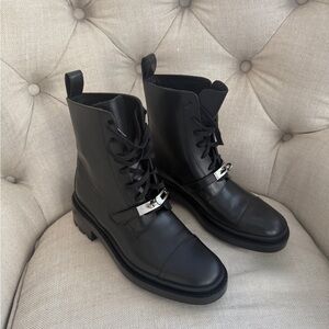 Hermes Black Leather Funk Ankle Boot size 38 NIB